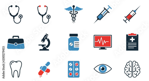 Professional medical icons set for healthcare and hospital applications
