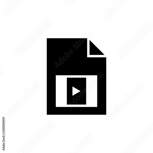 Video file solid icon for media playback