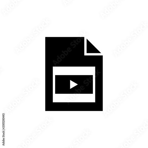 Video file solid icon for media playback