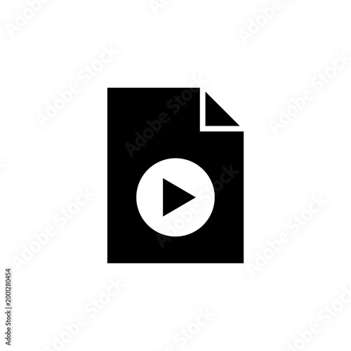 Video file solid icon for media playback