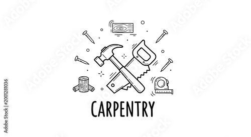 Carpentry tools and equipment illustration.