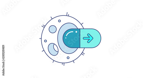 Medicine Capsule Entering a Spiky Microscopic Cell for Targeted Treatment
