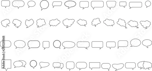 Hand Drawn Speech Bubble Set Line Art Vector Collection