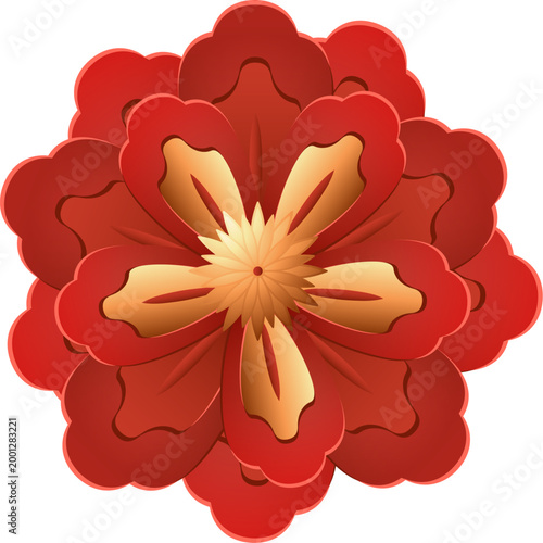 Red peony flower paper art