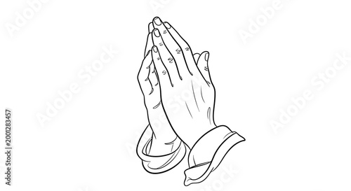 Praying Hands Line Art - Faith, Hope, and Spirituality Symbol