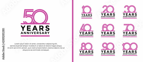 anniversary vector logo set, purple and black color can be use for celebration