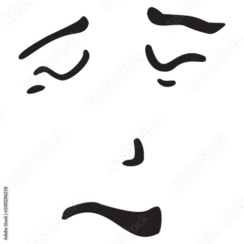 Print vector - The sad, resigned facial expression of a cartoon character that cannot be expressed in words