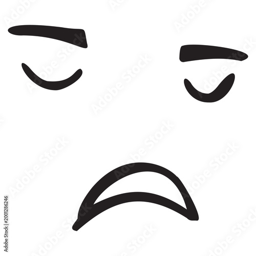 Print vector - Cartoon character facial expression tired sad resigned closing eyes