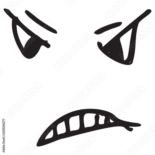 Print vector - Cartoon character facial expressions with sharp and firm gaze and eye angles