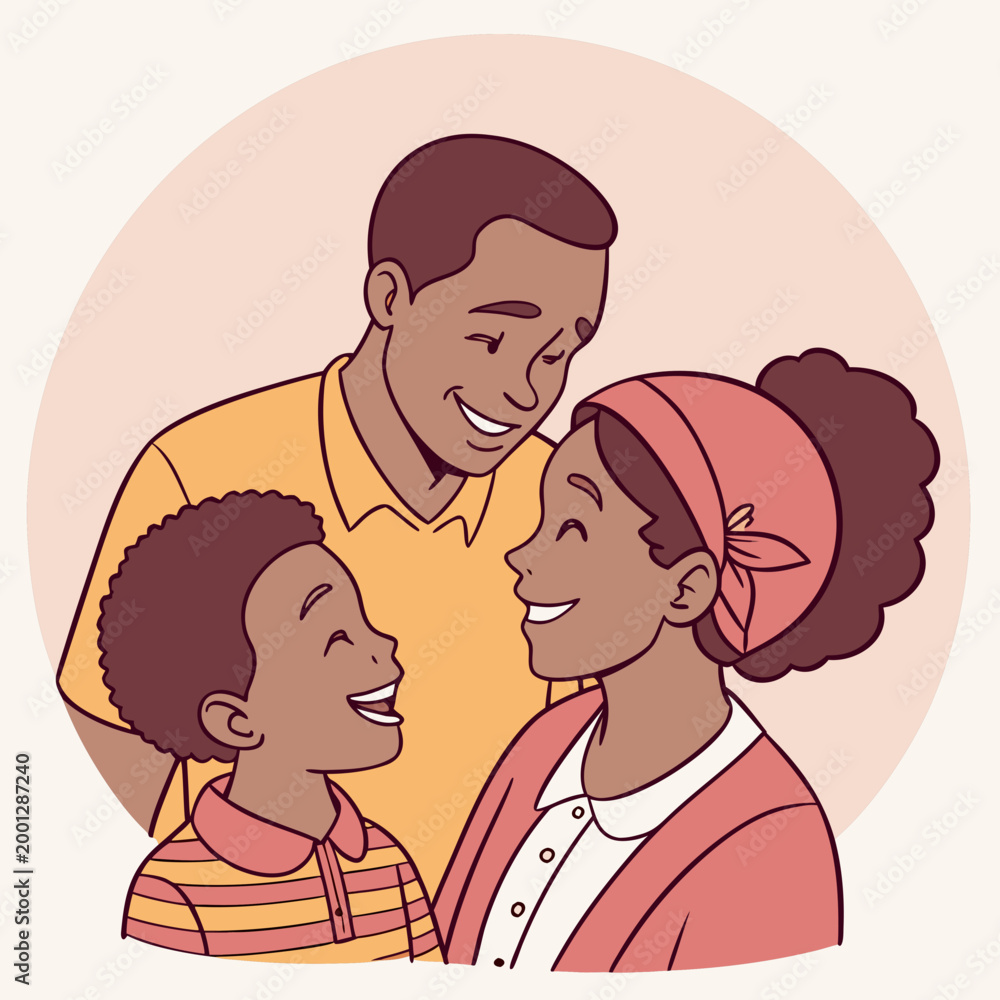 Obraz premium Happy family portrait with parents and son.