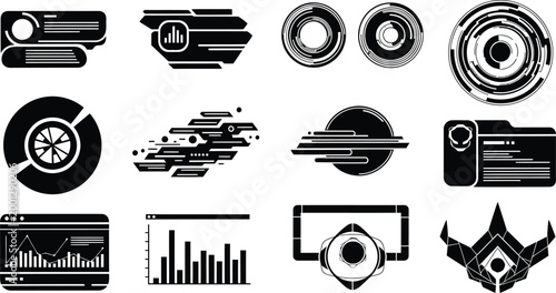 Futuristic Interface Elements on White Background