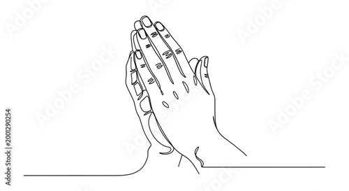 Foto Praying Hands Line Art: Faith, Hope, and Spirituality Symbol