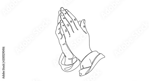 фотографія Praying Hands Line Art Icon - Faith, Hope, Spirituality, Religion Concept