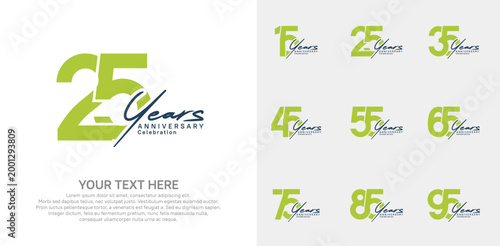 Fotografía Anniversary logo set vector design, green and black color for celebration event
