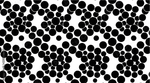 Abstract pattern of overlapping black circles creating a dynamic and visually engaging geometric design on a white background