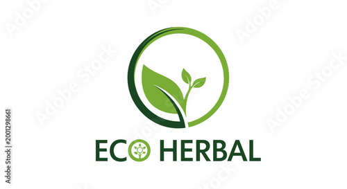 Eco herbal logo green leaf emblem for wellness and natural products