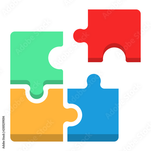 Kid toys puzzle pieces logic game flat color icon
