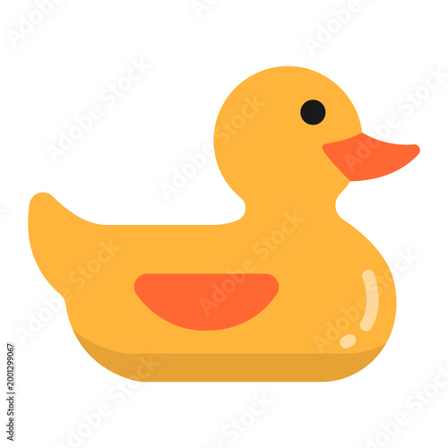 Kid toys rubber duck yellow bath time flat color icon
