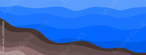 Flat design of underwater view. Soil and water
