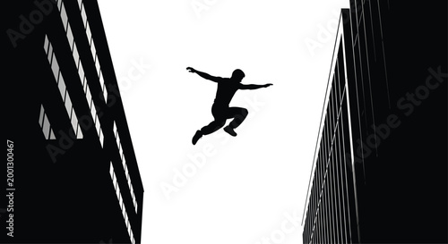 Fotografie a dynamic silhouette of a parkour practitioner mid-air leaping between 647145 2 20260420040908