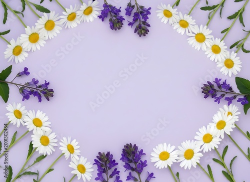 Beautiful floral design featuring white and purple flowers, set against purple background. Romantic spring, summer theme for wedding, birthday card or mother day. botanical, romantic floral aesthetics