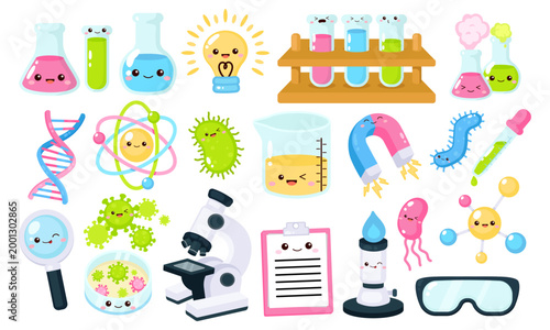 Cute back to school, science, chemistry biology lab clipart