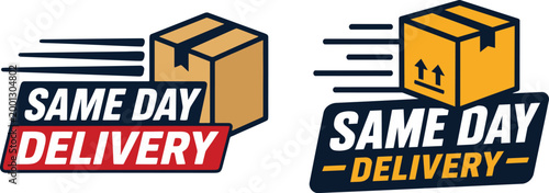 Same day delivery badge set courier shipping flat vector