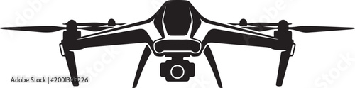 Drone, aerial, camera drone, quadcopter, black, vector icon, drone illustration, aerial vehicle