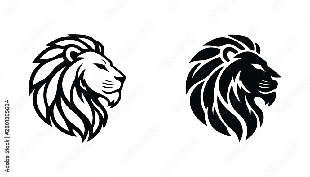 Fototapeta premium Majestic lion head in profile symbolizing strength leadership and royalty