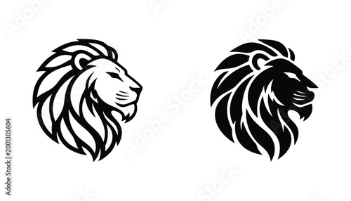 Majestic lion head in profile symbolizing strength leadership and royalty