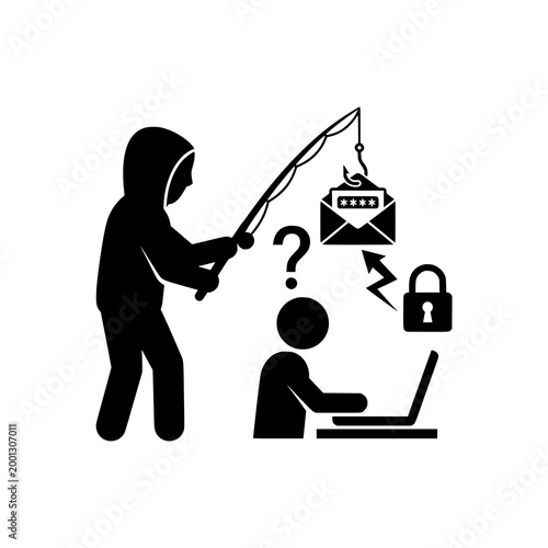 Phishing cyber attack on computer user