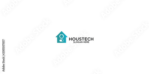 Simple house technology logo design with modern concept premium vector
