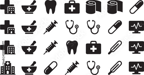 Black and white line collection of household and tools including kitchenware and hardware line household tools