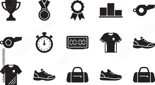 Black and white line representing various activities and including sports travel and daily life black and white line sports