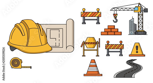 Construction safety equipment and signs.