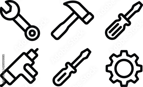 Technology, modern innovation icon set for digital and print media, futuristic business and digital transformation vector illustration.