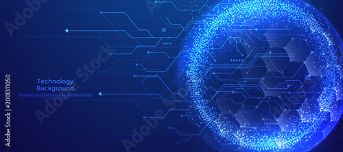 Futuristic Digital Sphere Technology Background with Cyber Network Lines and Big Data Visualization
