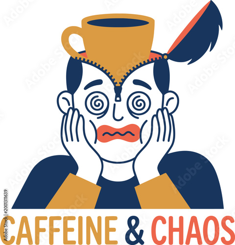 Caffeine and Chaos | Funny Coffee Addiction Vector Illustration for Stickers and T-Shirt Design Art