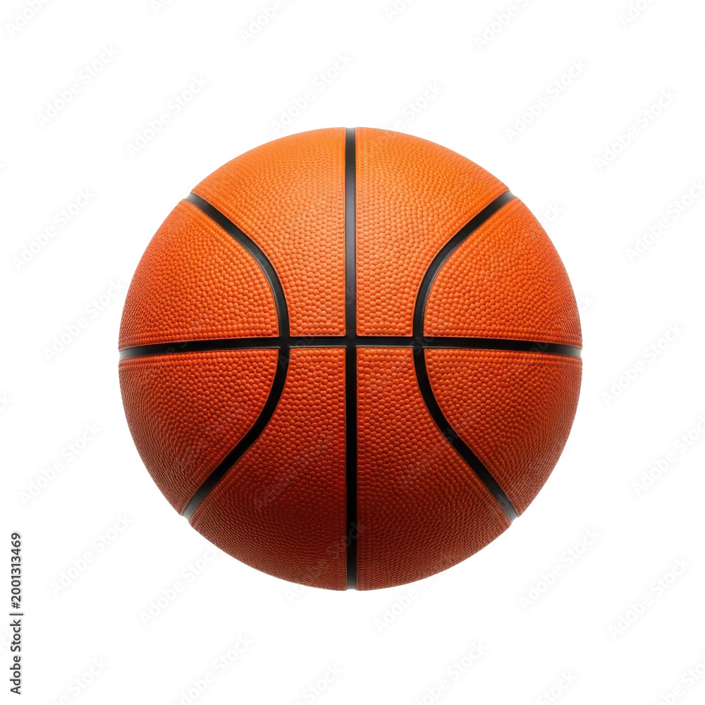 Fototapeta premium Classic Orange Basketball Isolated on White Background with Detailed Texture
