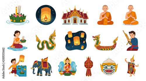 Buddhist temple icons and symbols.