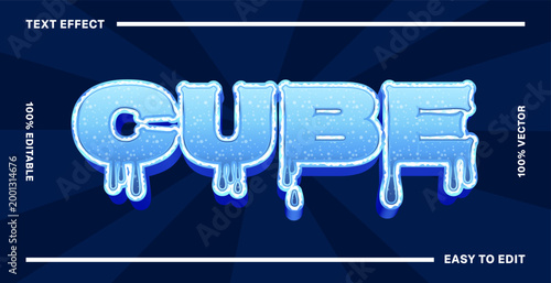 ice cube Sparkling Block Lettering Text Effect with Melting Icy Drips and Blue Glow on a Textured Background Design