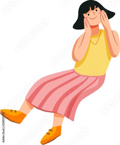 Girl Hiding Face in Hands Feeling Shy