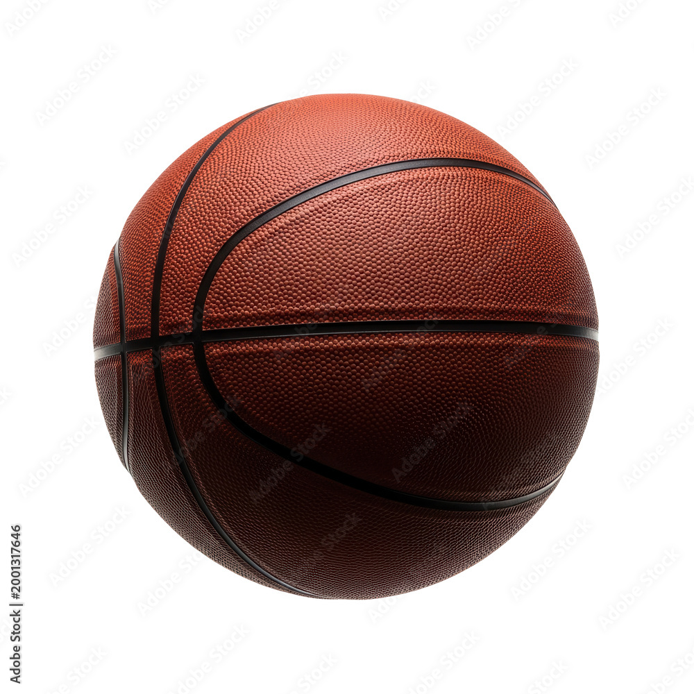 Obraz premium Classic Orange Basketball Ball Isolated on White Background with Fine Texture