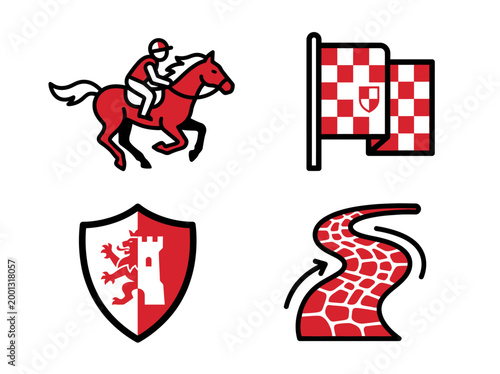 A set of four equestrian symbols on transparent background