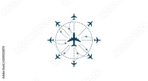 Airplane flight routes and directions.