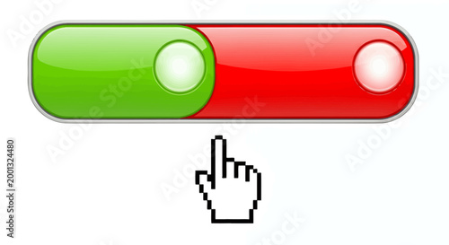 Bright green on/off toggle switch UI control with cursor pointer.