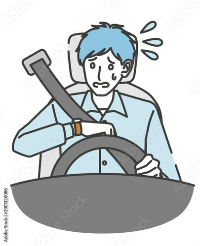 時計を見て遅刻を気にする運転中の男性