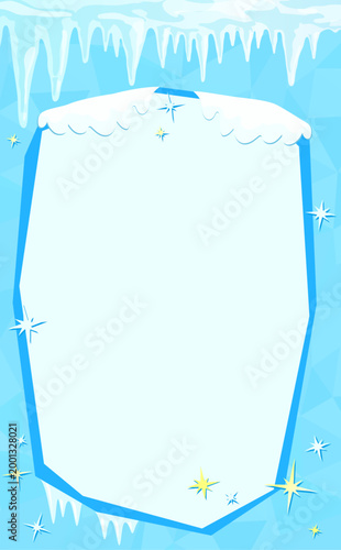 つららと冷たい氷のひんやりグッズテンプレート2_文字なし_縦