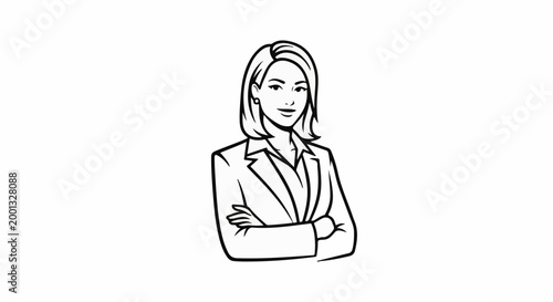 A confident woman in a suit with arms crossed