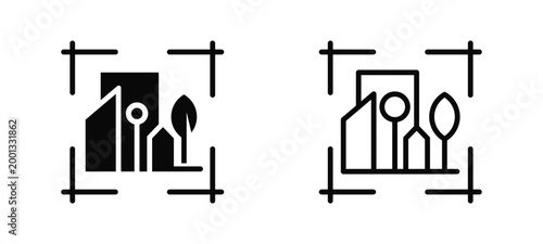 City Planning Simple and clear vector icon multi style outline and glyph